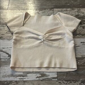 Elegant Cream Knotted Women's Top